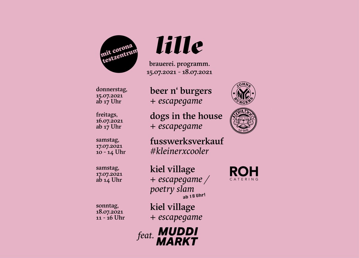 lillebeer's tweet photo. KIEL VILLAGE 
In unserem Village feat. MUDDI Markt e.V. wird es auch diese Woche sonnig &amp; bunt. 
Von Donnerstag bis Sonntag! präsentieren wir euch das Escape Game "Bio Economy Now" das ihr unter https://t.co/xvX0TKiOfp für bis zu 8 Personen buchen könnt! 
#biergarten #sommer https://t.co/yM3NSlbvMB
