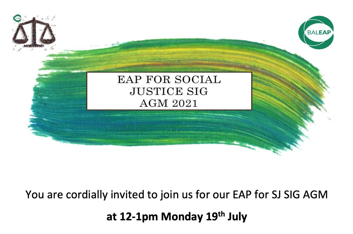 EapForSJ's tweet image. 1/3 
• Meet us and hear about our SJ interests
• Find out about our SIG’s aims, our progress + share your ideas about ways forward with these
• Participate in the AGM business 
• Find out who won our logo competition
• Learn about ways to get involved #sj4eap #tleap @baleap
