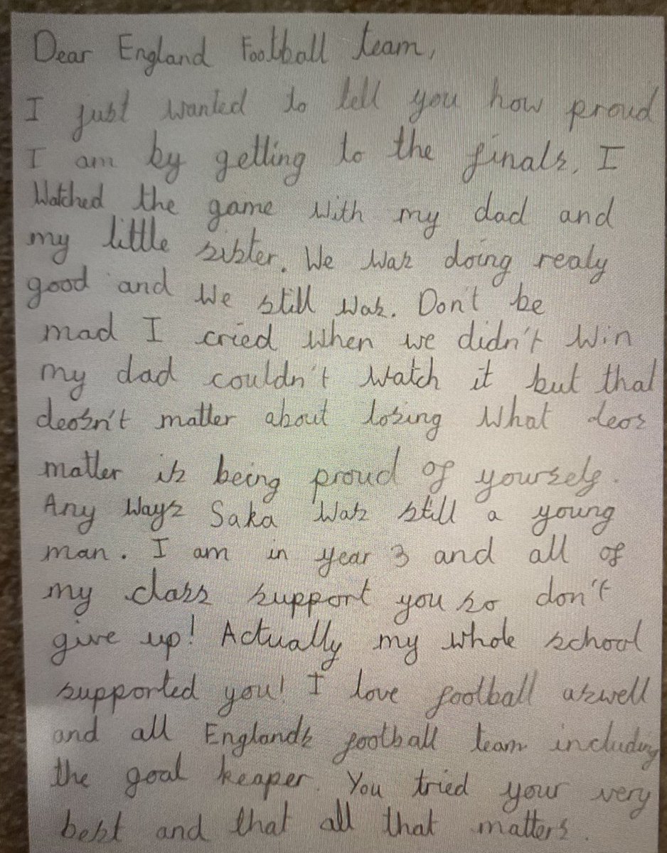 A letter to <a href="/England/">England</a> from a child in My Year 3 class. If only some adults were more like this.