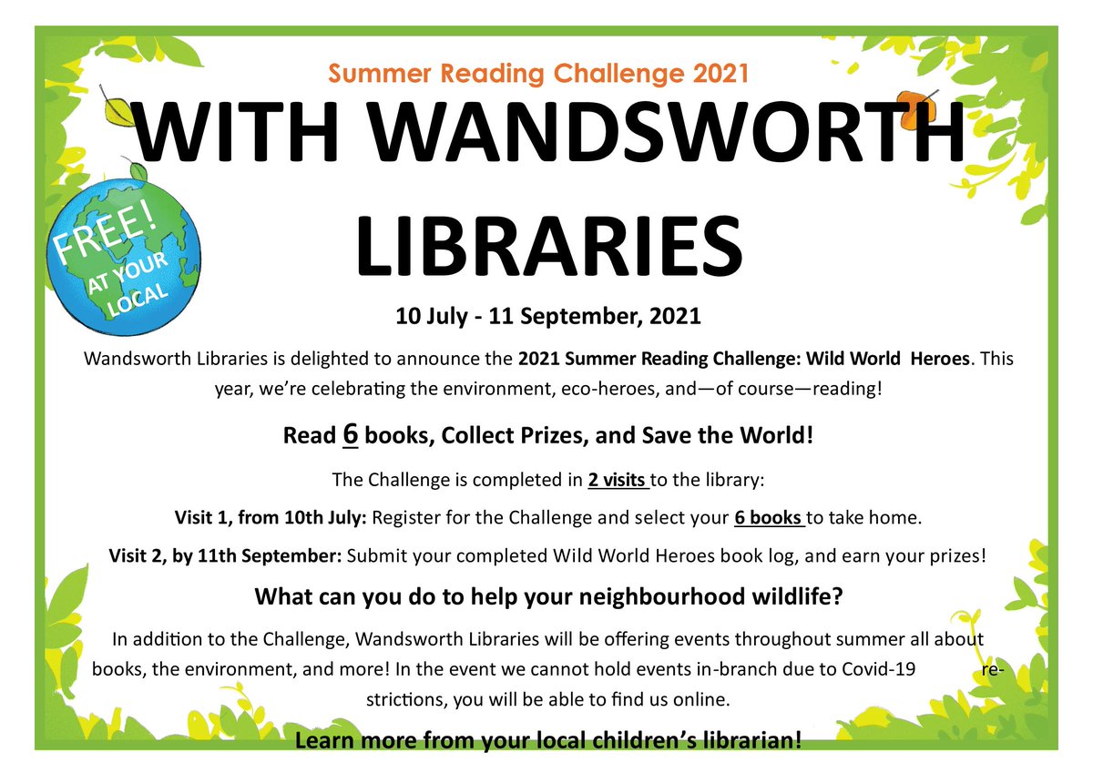 Smallwoodschool's tweet image. Calling all Smallwood Superheroes! Check out the @TootingLibrary and @wandsworthlibs summer reading competition. A great way to read some amazing books and win some fabulous prizes. #tootinglibrary #WildWorldHeroes #SummerReadingChallenge