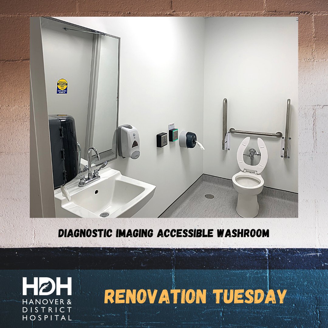 HDHospital's tweet photo. As a part of HDH’s Accessibility Plan an accessible washroom is completed annually. This year it was Diagnostic Imaging’s turn. The accessible washroom has plenty of space for walking aids along with other features to make the washroom accessible to all. #accessibilityiskey https://t.co/DaYToQ7zwk