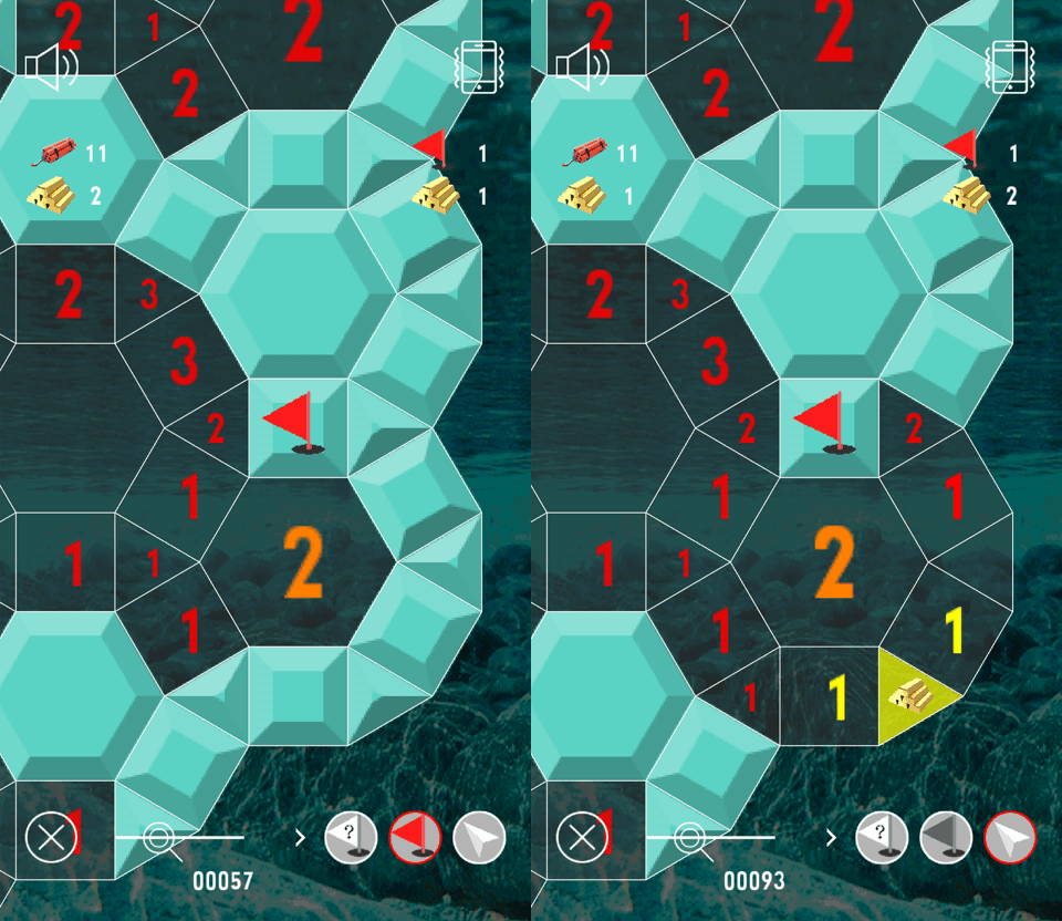 ChabaoriS's tweet photo. Minesweeper (Gold Bars And Explosives) https://t.co/9QEYVMPzB0
The yellow and orange numbers create a new solution.
The panel with the red flag is the explosive, so the panel around the orange 2 can be opened without worry.
#puzzlegame #AndroidDev #indiegame #androidgames https://t.co/f1QepOaVUT