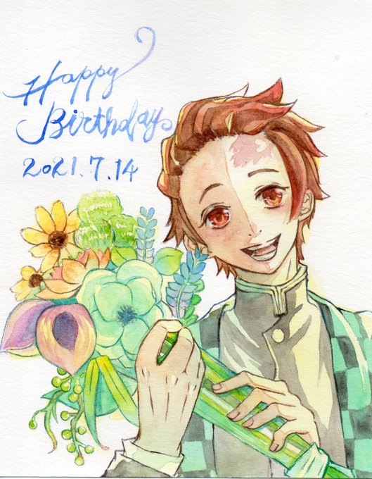 ぽっきー@ただいま！さんがTwitterに投稿した竈門炭治郎(鬼滅の刃)のイラスト。