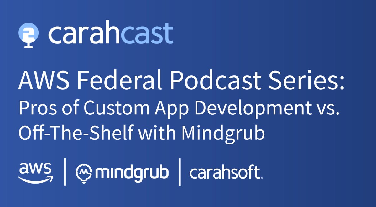 mindgrub's tweet photo. Listen to the latest episode of @Carahsoft's podcast, CarahCast, to hear Mindgrub's @benslavin and @CuttySharps discuss the pros and cons of custom application development vs. off-the-shelf software solutions. #CustomAppDevelopment #OffTheShelfSoftware 
https://t.co/vjgS4oCnZL https://t.co/QkB61vDwGw