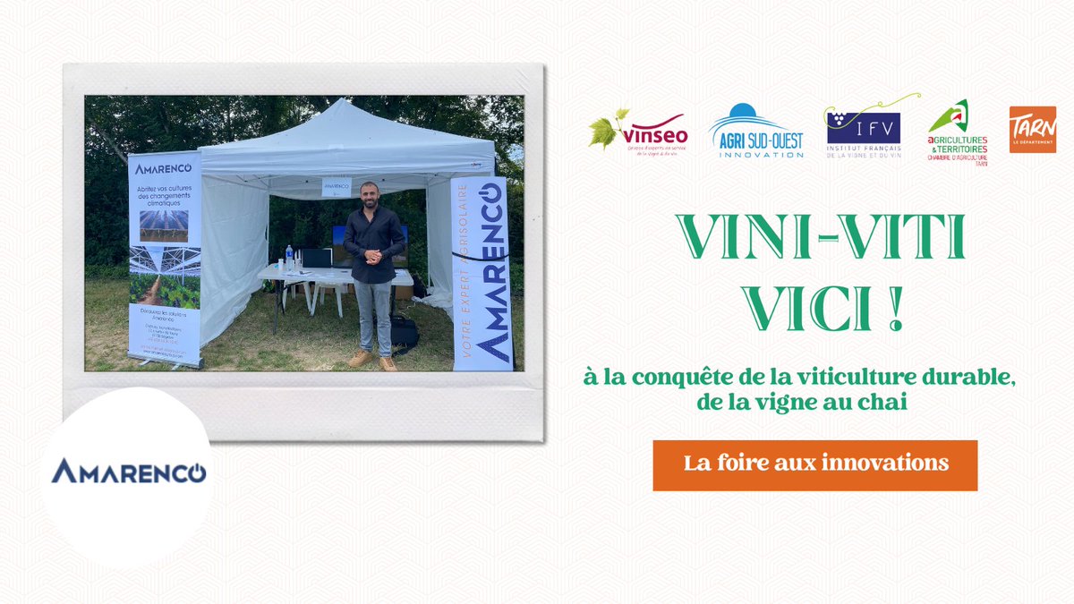 [#vitivinivici2021 🍇🍷] 
<a href="/AmarencoFrance/">Amarenco France</a>  accompagne les agriculteurs dans la valorisation de leur exploitation grâce au solaire : abris de culture, serres, hangars de stockage..
#innovation #agrisolaire #viticulture