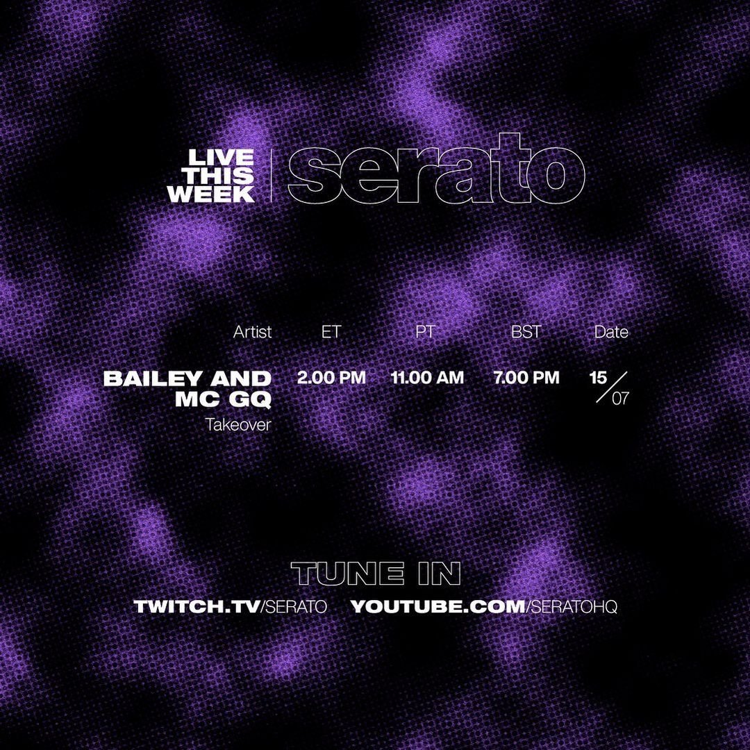 BaileyIntabeats's tweet photo. This Thursday 15th July. @Serato live stream with @emceegq and #djbailey
https://t.co/gBtaO1faAz https://t.co/XEtTwGLXpy