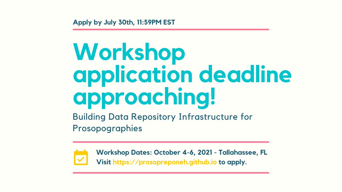 Data Repository for Prosopographies (@nehprosoprepo) on Twitter photo Are you interested in building infrastructure for sharing humanities data? Don't forget to apply to our <a href="/NEHgov/">National Endowment for the Humanities</a>-funded workshop by July 30th! fsu.qualtrics.com/jfe/form/SV_8e… <a href="/NEH_ODH/">NEH Digital Humanities</a> Are you interested in building infrastructure for sharing humanities data? Don't forget to apply to our <a href="/NEHgov/">National Endowment for the Humanities</a>-funded workshop by July 30th! fsu.qualtrics.com/jfe/form/SV_8e… <a href="/NEH_ODH/">NEH Digital Humanities</a>
