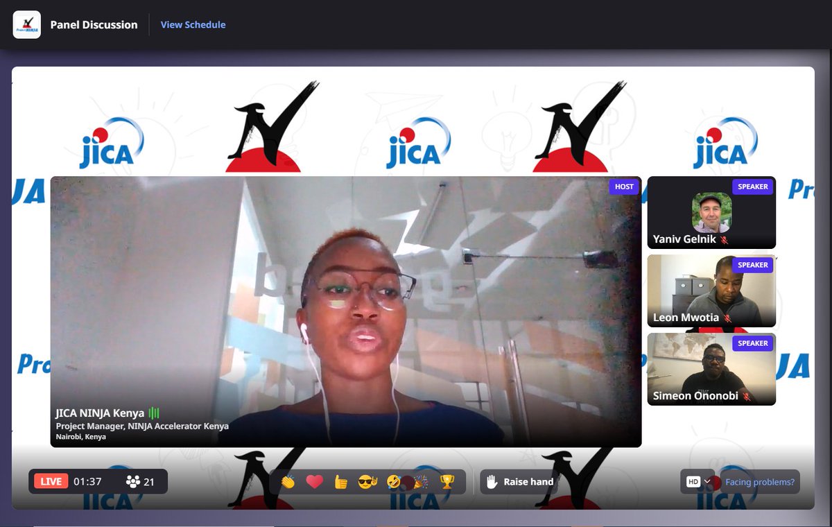 NINJA GOES LIVE!
Great session led by <a href="/essiemwix/">Ess Mwikali</a>. 
Learn from Africa's boldest idea movers and shakers through their startup stories!
You can register to attend at: bit.ly/363fprO
#NINJAAfrica #ProjectNINJA #startups #VentureCapital #kenya #africa #Japanese
<a href="/jica_ninja/">JICA NINJA Accelerator - Africa</a>