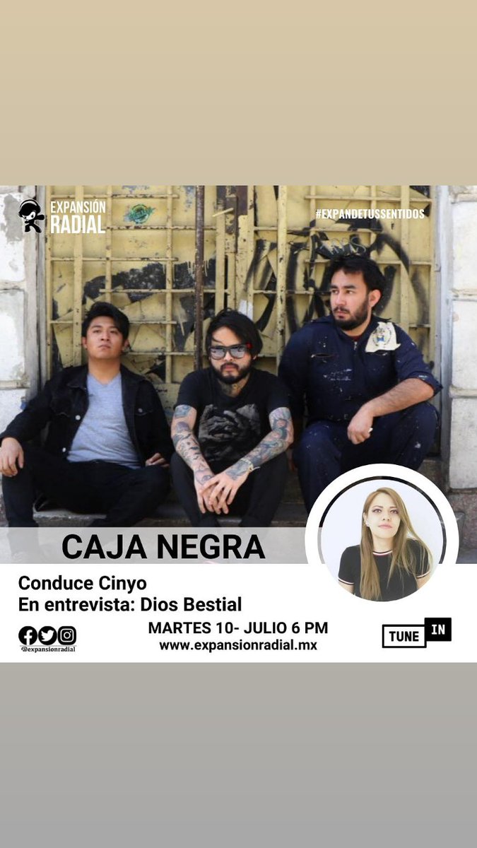 Hoy en Caja Negra los chicos de Dios bestial !! 
#CajaNegraRadio #ExpansionRadial #Diosbestial #bandasemergentes #radioporinternet #cinyo