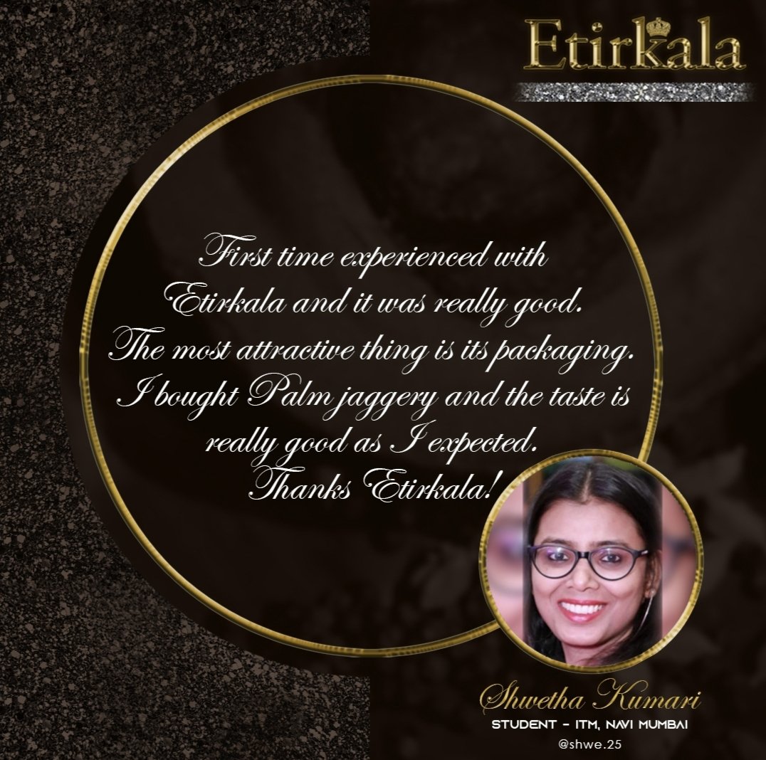 etirkala's tweet photo. We Thank Ms. Shweta Kumari (@shwe.25 ) for her lovely Review 😍

#etirkala #PalmJaggery #testimonials https://t.co/cWA6b3Mpz9