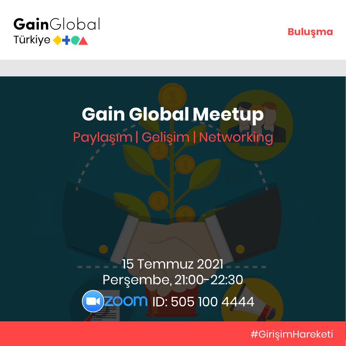GainGlobalTR's tweet photo. Gain Global Türkiye Meetup etkinliği 15 Temmuz 21:00’de. Etkinlik için zoom bağlantımız https://t.co/VASNIsIOga. Görüşmek üzere. #GainGlobal #Meetup #Zoom #Buluşma #Etkinlik #Girişim #Yatırım #girisimhareketi https://t.co/Fg5Of2jpNt