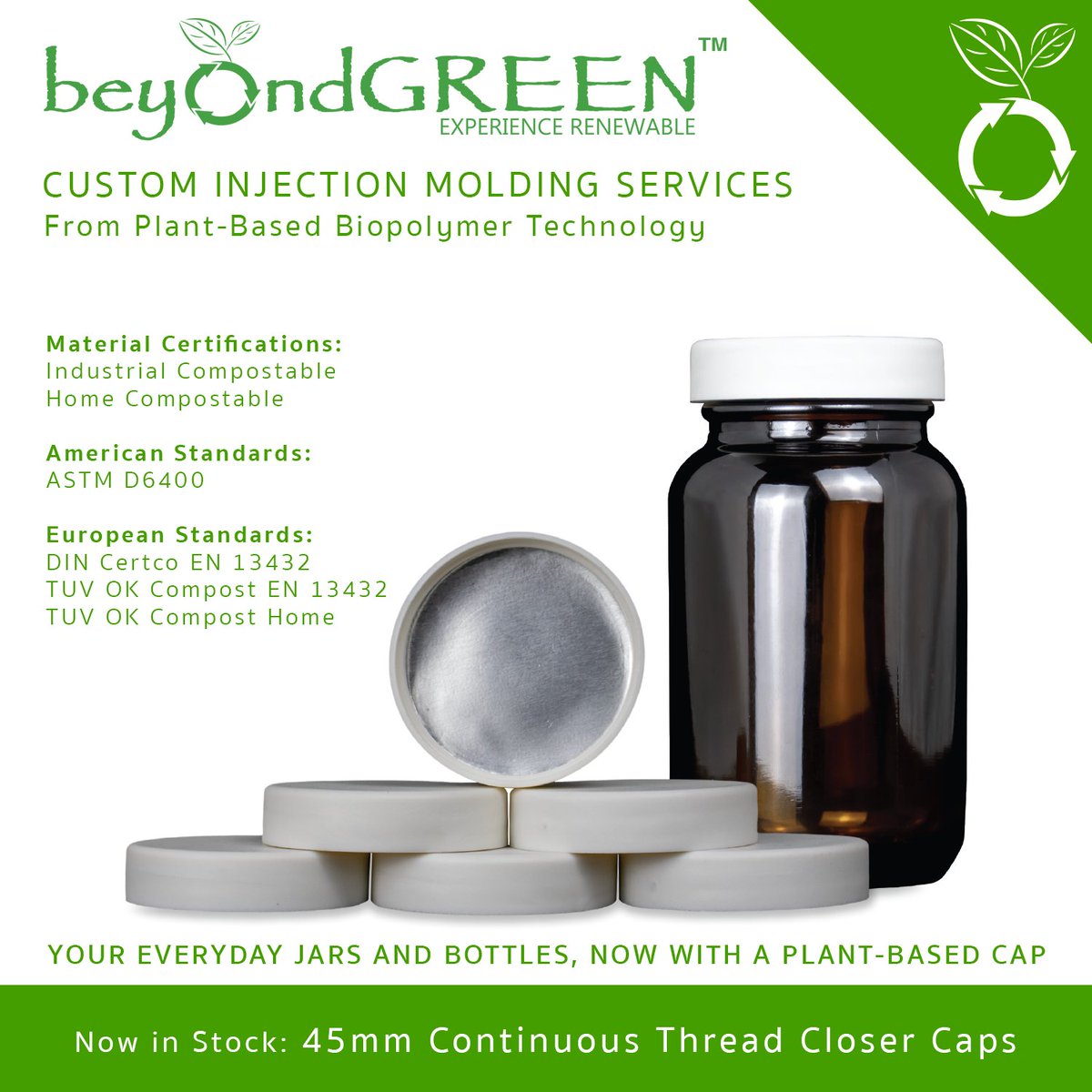beyondGREEN_USA's tweet photo. ✨INTRODUCING @beyondgreen_biotech Injection Molding! Using 🪴 Plant-Based Biopolymer Technology to Manufacturer Custom Molded Products. https://t.co/W3QbvhqmCV