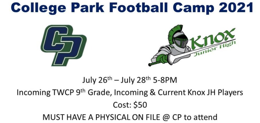 TWCPFootball's tweet photo. Get signed up today for the CP/Knox Football Camp!
Use link to register
https://t.co/0I01Xvsh8a

For more information, visit https://t.co/IHeq3uS1YA https://t.co/cNhbOGcGft