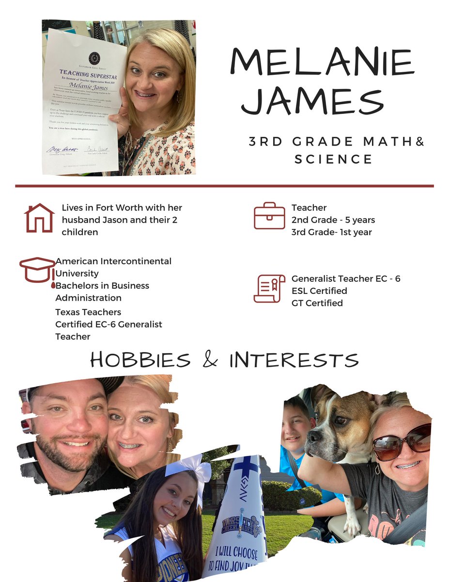 Copper Creek Cowboy Introduction - 

Melanie James will be a third grade teacher at Copper Creek Elementary. 

Welcome Mrs. James!

#CopperCreekCowboys