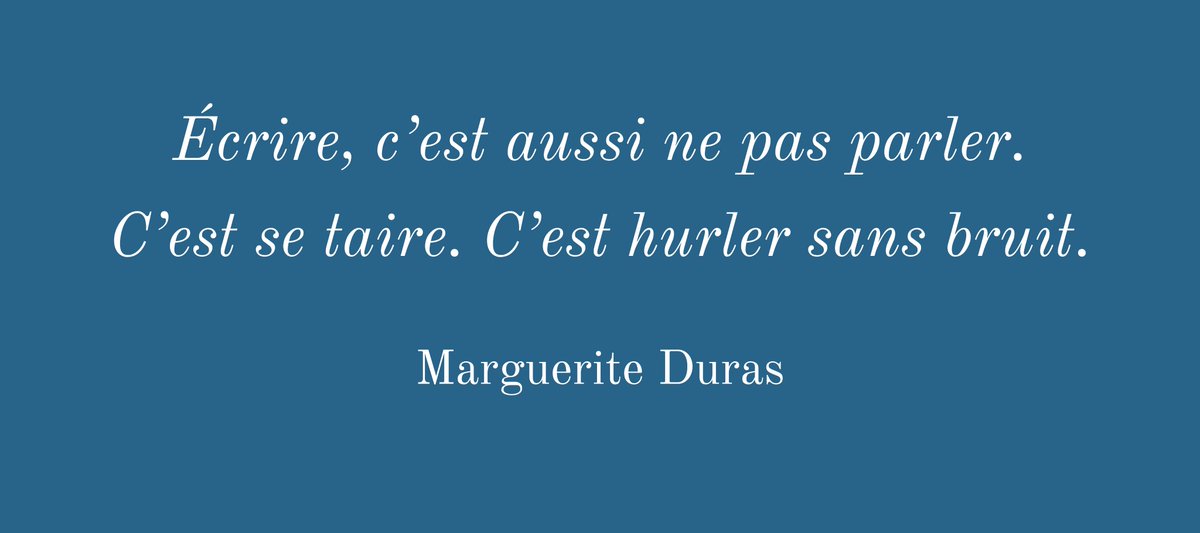 La lecture nous permet de voyager, de nous évader, de découvrir, de rêver… L’écriture nous permet, en plus, de parler et de nous taire en même temps.

#ecriture #editionsalbabastida #margueriteduras