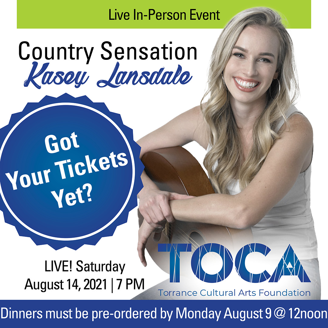 Join us for country sensation Kasey Lansdale! In concert under the stars on August 14 at the Cultural Arts Center.
Tickets available here: torrancearts.org
#TOCAlive  #Torrance  #countrymusic  #Southbaylife  #inconcert