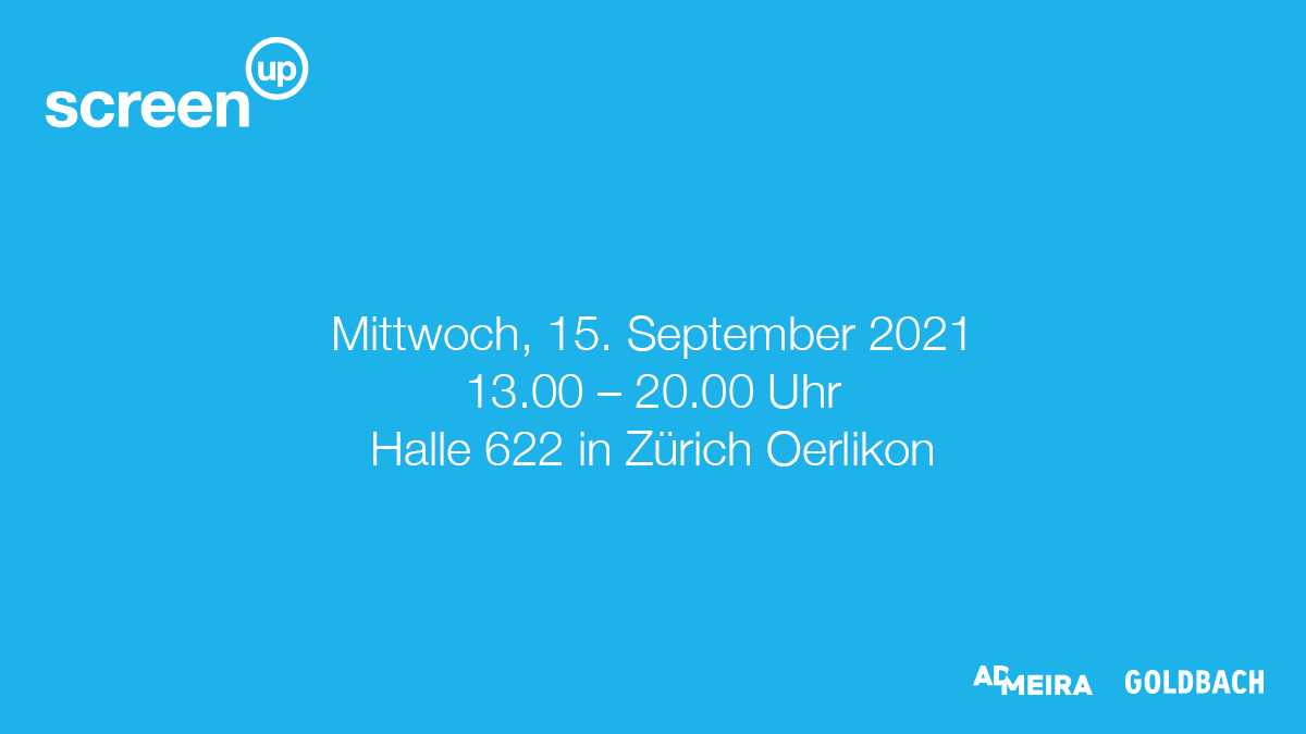 screenupevent's tweet photo. Wir freuen uns: Die #screenup 2021 findet am Mittwoch, 15.09.2021 als Hybridevent in der Halle 622 in Zürich und auf Ihrem eigenen Screen statt! 🙌🎉 
Melden Sie sich an und seien Sie dabei – egal ob on site oder online: https://t.co/OusSDjmGaz https://t.co/oEw6SloSwh