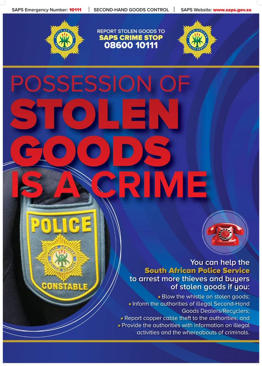 Report stolen goods. DO NOT purchase them. #PrayForSA