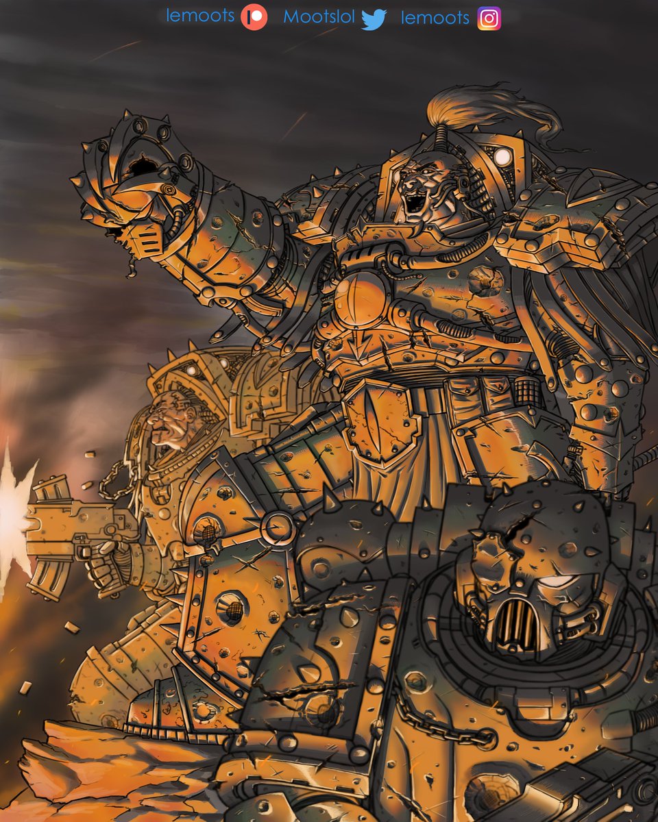 Mootslol's tweet photo. Hello I'm Moots and I draw chonky bois in armor and right now I'm working on a personal project that I call the #horusheresyalternatus but sometimes I draw funnies like Casual Chaos.
#PortfolioDay https://t.co/LivVN3mFfo