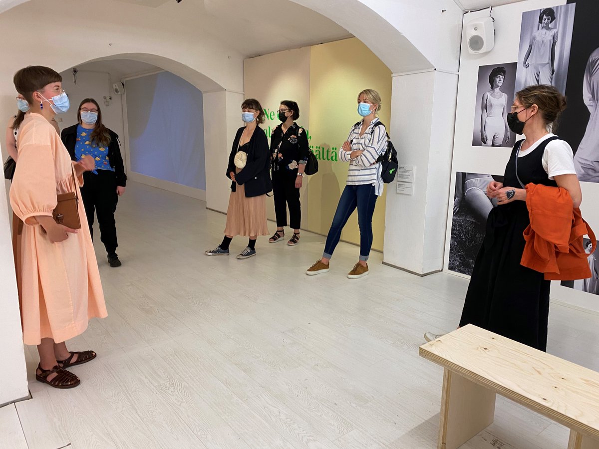 BioColourFI's tweet photo. In co-operation, #BioColour project and #Nanso have been dyeing fabrics and shirts with natural colours. The research group, authors #Käsitysry and partners were exploring the Revolution of Comfort exhibition. New colours can be admired @DesignmuseoFI 11.6. – 29.8.21 https://t.co/KbveIf8PJ1
