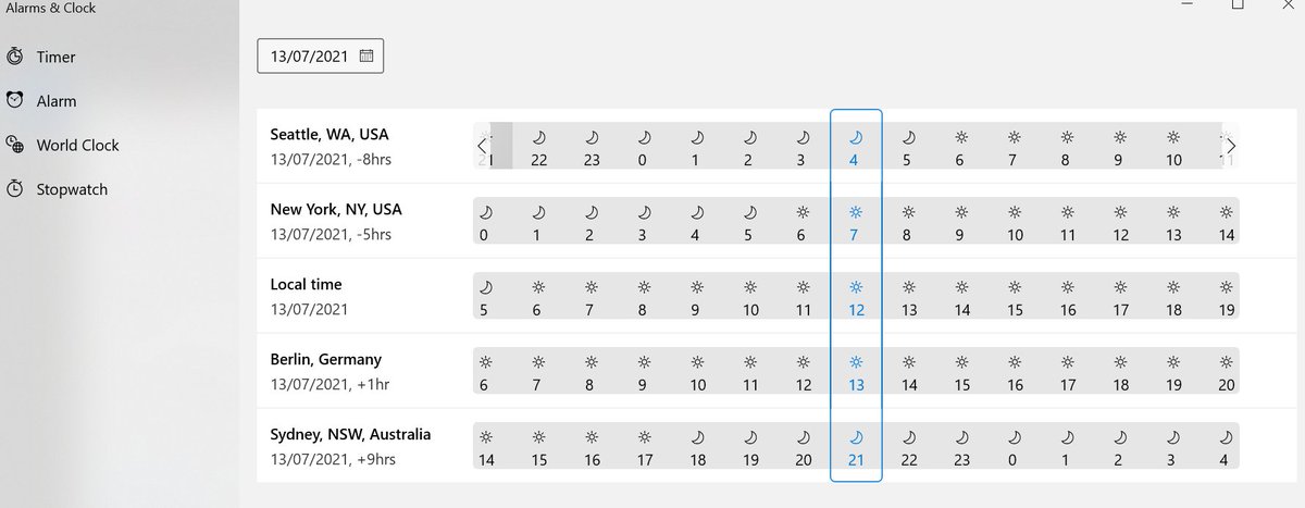 🌍Do you manage calendars across multiple time zones?
🕒The windows alarms &amp; clocks app allows you to create a visual image of all the cities/TZs you need work across 
🗓It also allows you to choose a particular time when planning meetings to align for all TZs
#ea #theapai #pa