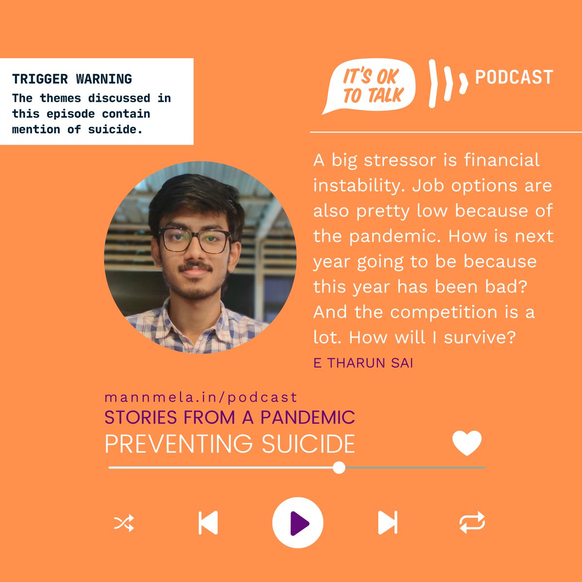 In this episode, we talk to Dr Soumitra Pathare. We also hear from Raashi Thakran, a #mentalhealth advocate and E Tharun Sai, a 21-year-old suicide survivor building a mental health startup, findhope.in
Listen to the full #podcast here: open.spotify.com/episode/1AtLid…