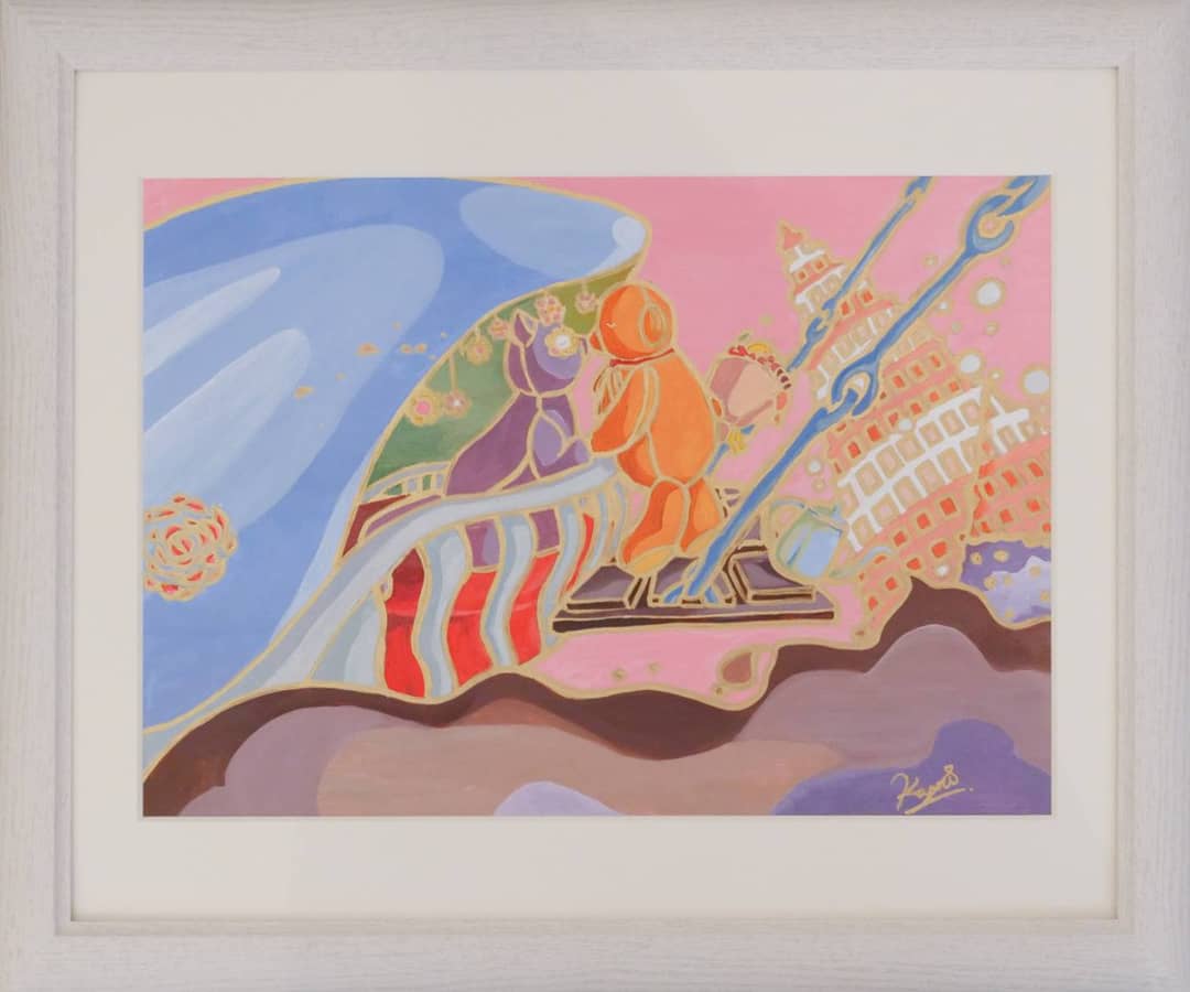kaoriillustrato's tweet photo. 【Aladdin】
「アラジン」をメルヘン風に描いてみました。
バラの目をしたクジラの中で引きこもったプリンセスに会いに行くアラジンは、魔法のランプ(コーヒーポット)を乗せたチョコレートに��っています。
街の光として、東京タワーをアイスのコーンに見立てて表現しています。

#CWA展
#exhibition https://t.co/HaRxaOaQ88