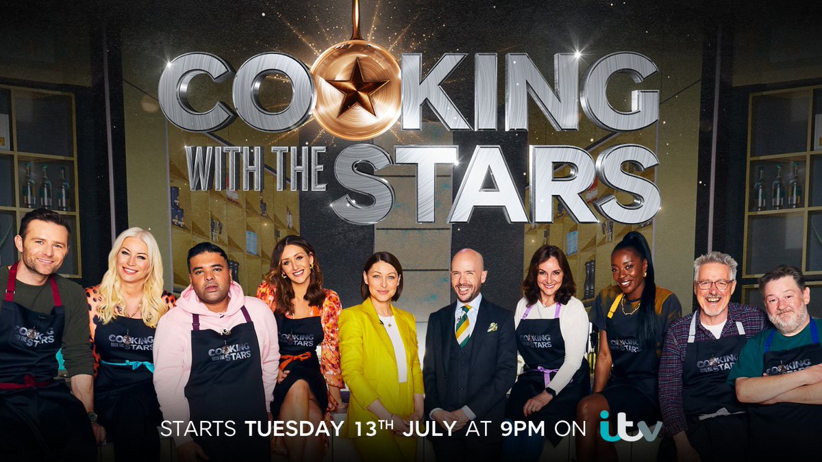 tomallencomedy's tweet photo. This kicks off tonight! We had a real laugh making it - hope it makes you smile too. It’s a glitzy food fight! Everyone involved is so good and the celebs are SO competitive in the kitchen! Cooking with the Stars tonight at 9pm on ITV. https://t.co/07UyJtQjP0