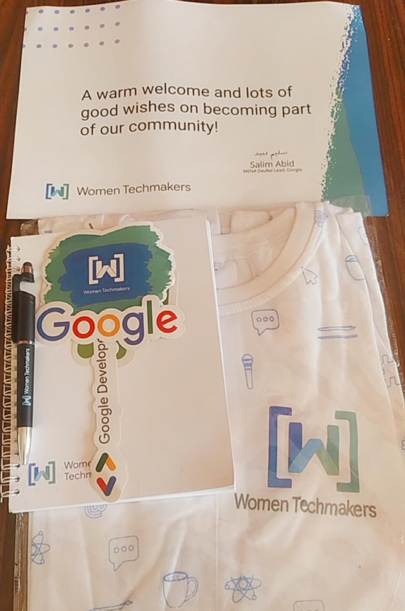 Happy to receive my gift for participating with my startup "She-هي" in Women Tech startup founders which was provided by <a href="/Google/">Google</a>, <a href="/USEmbassyCairo/">U.S. Embassy Cairo</a> and more as one of the best startups across the MENA region to get technical,business support and more to come.
Thank you <a href="/abid_salim/">Salim Abid سليم عبيد</a>