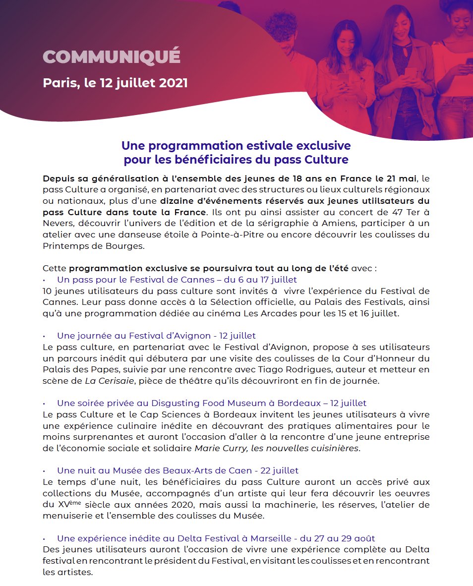 pass_Culture's tweet photo. ☀️ Une programmation estivale exclusive pour les bénéficiaires du pass Culture ! https://t.co/MYcOFLBfdj