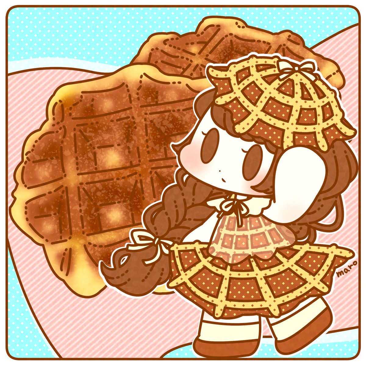 まんまるまろ まろ ベルギーワッフル Illustration イラスト ベルギーワッフル 擬人化 女の子 イラスト