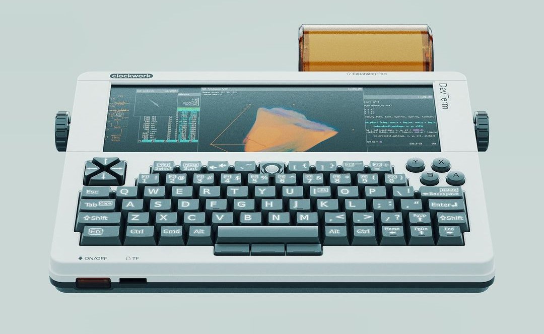 A photo of DevTerm, a portable terminal for developers.