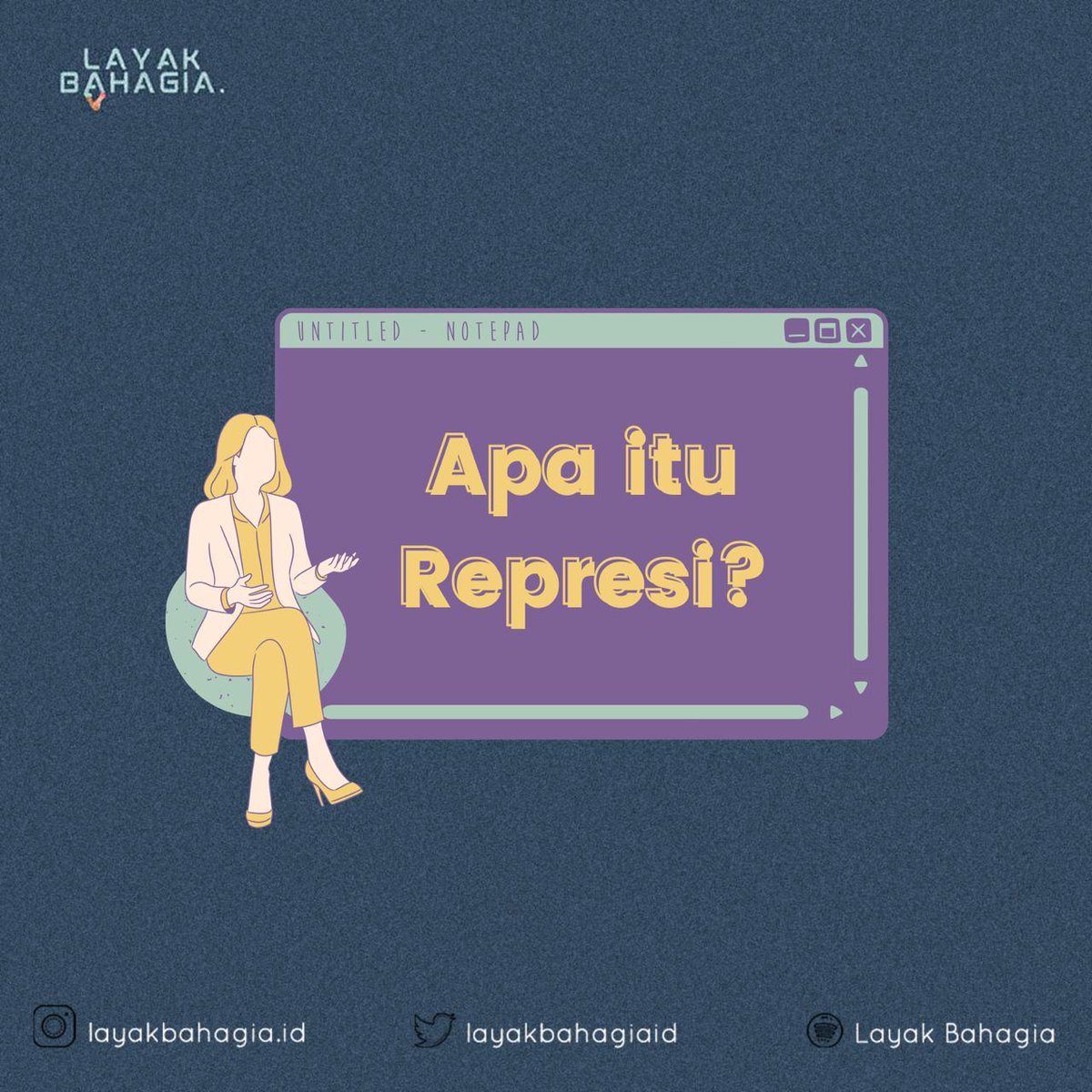 layakbahagiaid's tweet photo. Sering kali kita sulit menyembuhkan luka dalam diri kita, nah kali ini kita akan membahas represi mental yang membantu diri melupakan trauma. Yuk simak penjelasannya!

[REPRESI]

#LayakBahagia #KesehatanMental #Represi #BreaktheStigma #HealingSpace https://t.co/jNqmxXJt3m