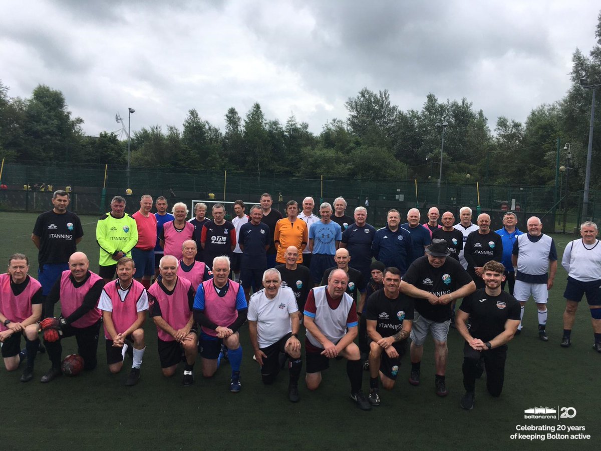 ArenaFootball_'s tweet photo. A fantastic turnout for our 20th anniversary walking Football Round Robin!
Pictured are all the players and our Football Manager, Marcus Brown, with John Forrest aged 79 yrs young. John was the very first walking footballer to come through the doors back in February 2015!
#BA20 https://t.co/7DeU9Iz2Cs