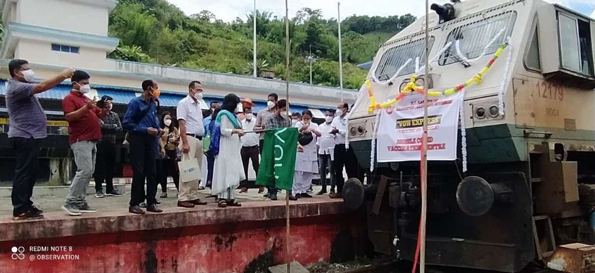 RailMinIndia's tweet photo. Vaccination on wheels! 

Railway employees are working round the clock to keep wheels of economy moving. 
To vaccinate our employees &amp; beneficiaries posted in far flung areas of Dima Hasao, Assam a 'Vaccination On Wheel' train was run with health care team &amp; Doctors on board. https://t.co/gxneIr7qwH