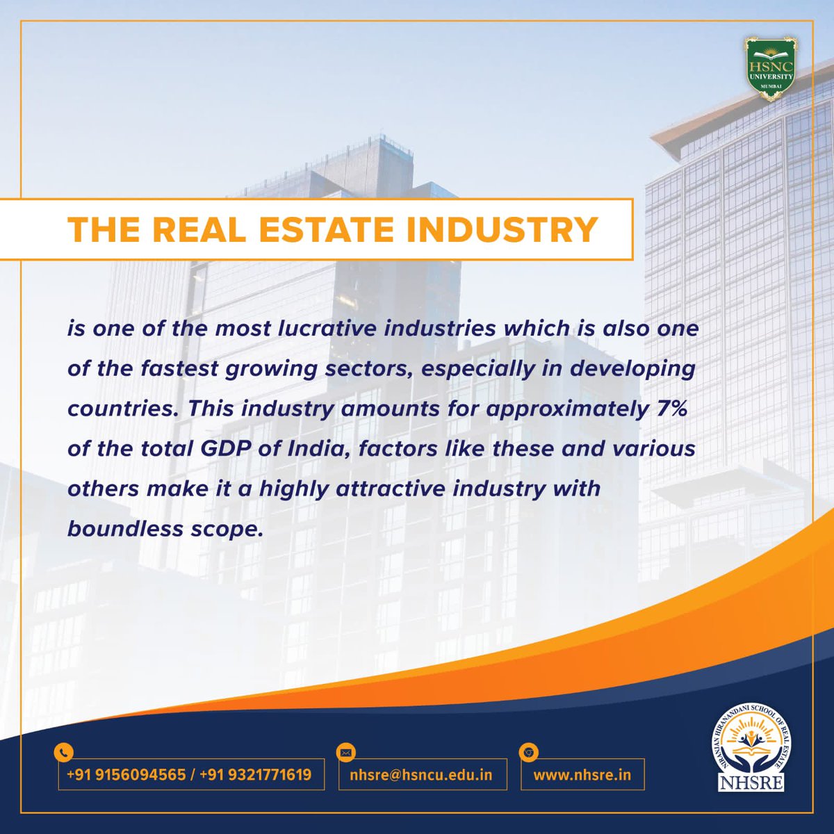 NHSRE presents a program like none other, a perfect blend of theoretical as well as practical learning which will prove to be highly functional in the real world and help students achieve their aspirations. 

#businesseducation #realestate #hsncuniversity #mbacourse