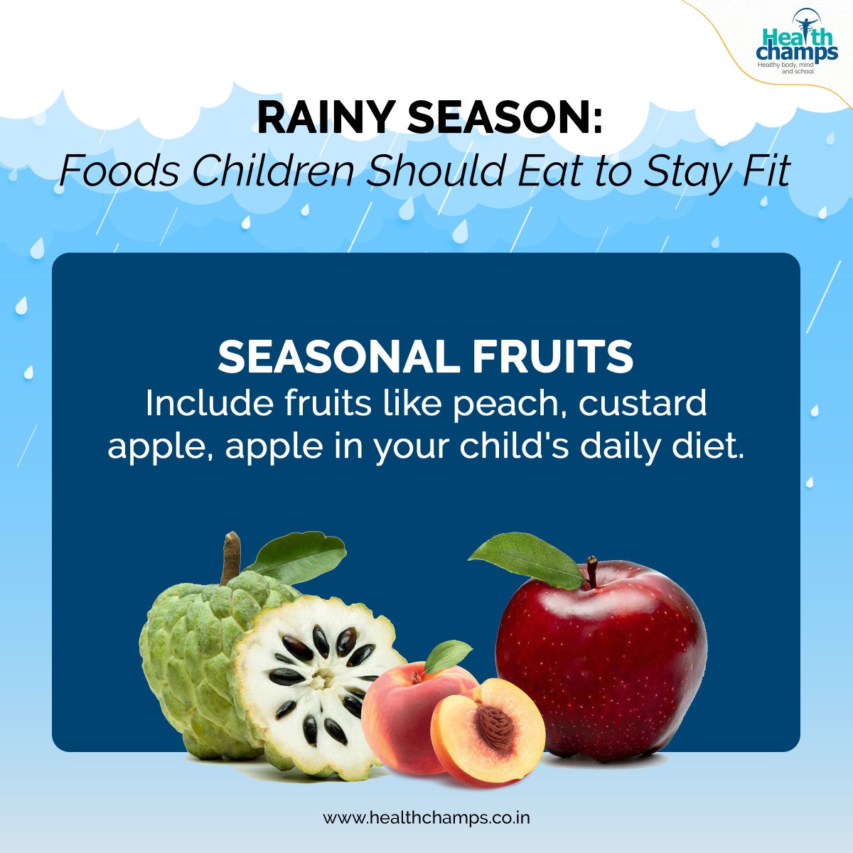 HealthChampsRTE's tweet image. While rain gives us some respite from the hot weather, damp weather makes children susceptible to cold and flu, throat infections. Take a look at the foods that you should include in your child's diet to keep them healthy and fit. 
#childrenhealthtips #healthtips #foodchoices