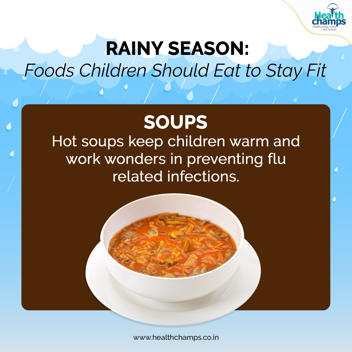 HealthChampsRTE's tweet image. While rain gives us some respite from the hot weather, damp weather makes children susceptible to cold and flu, throat infections. Take a look at the foods that you should include in your child's diet to keep them healthy and fit. 
#childrenhealthtips #healthtips #foodchoices