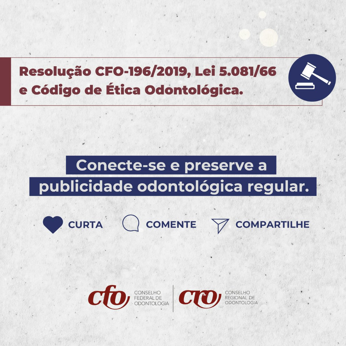 Odontologia_CFO's tweet photo. #Conectese
Toda e qualquer publicidade e propaganda odontológica deve ser sempre realizada de acordo com a regulamentação e a legislação vigente para o exercício da profissão. As principais normas são:
- O Código de Ética Odontológica
- Lei 5.081/1966
- Resolução-CFO-196/2019 https://t.co/o4RK2vc7E1