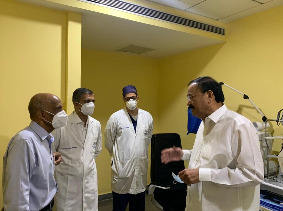 The Vice President, Shri M Venkaiah Naidu today visited the L V Prasad Eye Institute in Hyderabad & interacted with its founder-chairman, Dr G N Rao and senior doctors. He was briefed on the latest advancements to treat various ophthalmologic conditions. #LVPEI