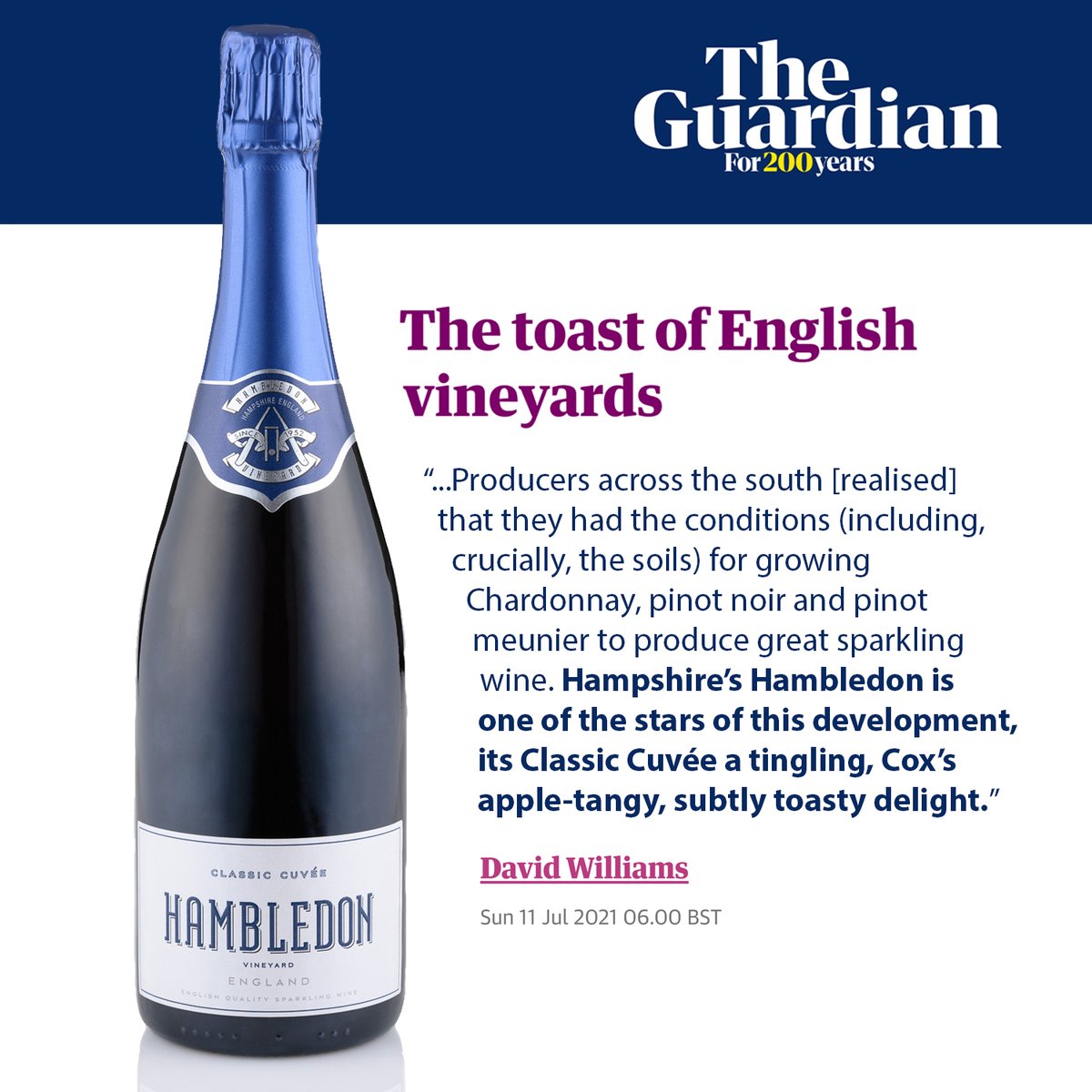 Hambledon Vineyard (@hambledonwine) on Twitter photo We are ever so delighted to have been ranked amongst the three best winemakers in England by <a href="/guardian/">The Guardian</a> this week! 🍾
Why not try the "star" of English wine for yourself? ⭐ Just visit our site at hambledonvineyard.co.uk We are ever so delighted to have been ranked amongst the three best winemakers in England by <a href="/guardian/">The Guardian</a> this week! 🍾
Why not try the "star" of English wine for yourself? ⭐ Just visit our site at hambledonvineyard.co.uk