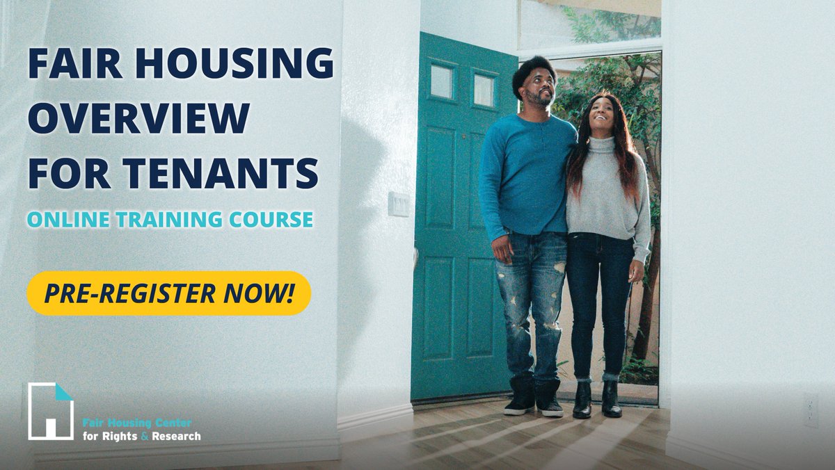 Pre-register now to save your spot in our brand new online fair housing training course for tenants! Visit thehousingcenter.org/online-trainin… to learn more.