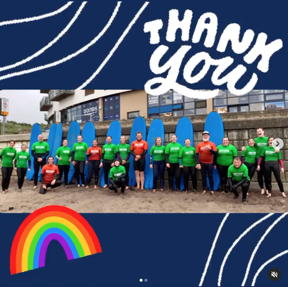 DextersShop's tweet photo. Thank You to those Keyworkers who joined us for our special surf session last night! It was wonderful to meet you all! Also thank you to @creamscafeuk Scarborough Branch who gave all our surfers a free hot drink after their session! 🤙🏼🏄🏼‍♀️🎉🌈💛
 #protecttheNHS #thankyoukeyworkers https://t.co/Ybd88QJviy