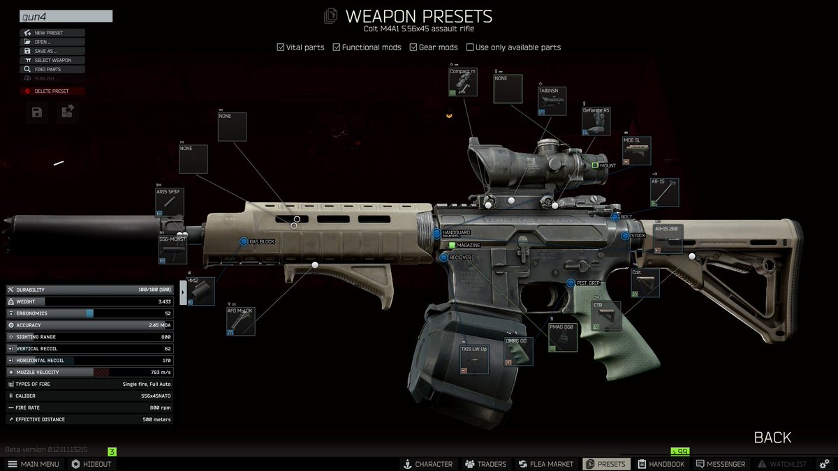 ট ইট র ミヤロ Gunsmith Part 4 ガンスミス4 M4a1の納品なんか変わってるみたいでwiki見てできなかった なんかわかんないけどできた Eft タルコフ ট ইট র ミヤロ Gunsmith Part 4 ガンスミス4 M4a1の納品なんか変わってるみたいでwiki見てできなかった なんかわかんないけどできた Eft タルコフ