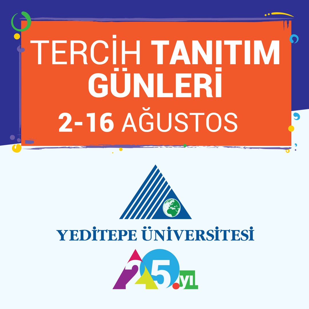 2-16 Ağustos'ta Tercih Tanıtım Günleri'ne bekliyoruz!
Akademisyenlerimizle online ya da kampüs ortamında görüşebilir, tercih danışmanlarımızı ziyaret edebilir, üniversitemize, mesleklere ve bölümlere dair merak ettiklerinizi öğrenebilirsiniz.

#yeditepeüniversitesi #doludolu25yıl