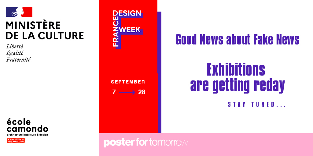 Exhibitions!
100 posters to fight Fake News!
September 2021
Happy to be a part of France Design Week, to have France Ministry of Culture support &amp; Ecole Camondo's partnership! Stay tuned... #francedesignweek #FDW #culture #fakenews <a href="/MinistereCC/">Ministère de la Culture 🇫🇷</a> <a href="/FR_designweek/">France Design Week</a> @ecolecamondo