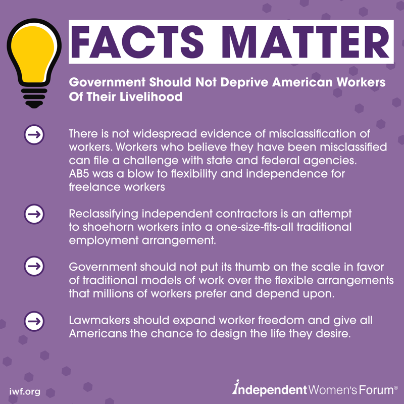 IWF's tweet photo. ‼️ #AB5 was a huge blow to California's #freelance workers. The #PROact is AB5 but on the federal level.
The PRO Act isn't pro-freelancer, pro-jobs, pro-flexibility, nor pro-freedom. Learn more about the "PRO-Act" ⇣.
#FightForFreelancers #ChasingWork #IWww #IWpol