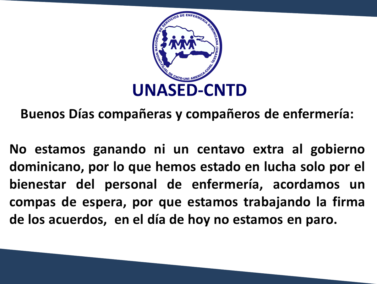 UNASED_CNTD's tweet photo. @iniciarsesion *Buenos Días compañeras y compañeros de enfermería:*
 En el día de hoy no estamos en paro.* https://t.co/jnMOr22tXF