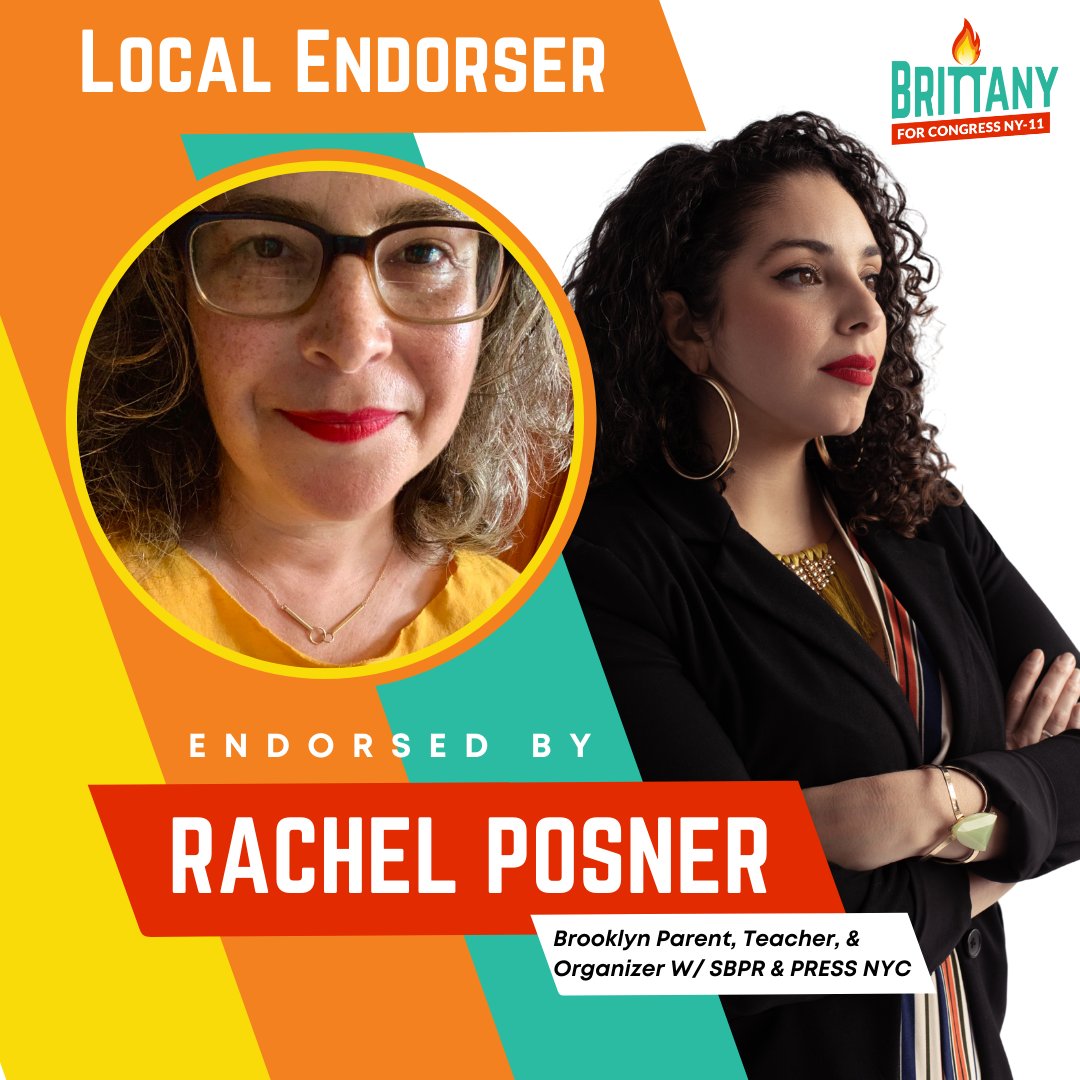 Britt4People's tweet photo. Rachel Posner is a parent, teacher &amp; organizer w/ SBPR and PRESS NYC building for a better world for the future generations of NY-11.

We are so inspired by Rachel's work in our communities and are so grateful that she is a part of #TeamBrittany. https://t.co/yl8O3NszR8