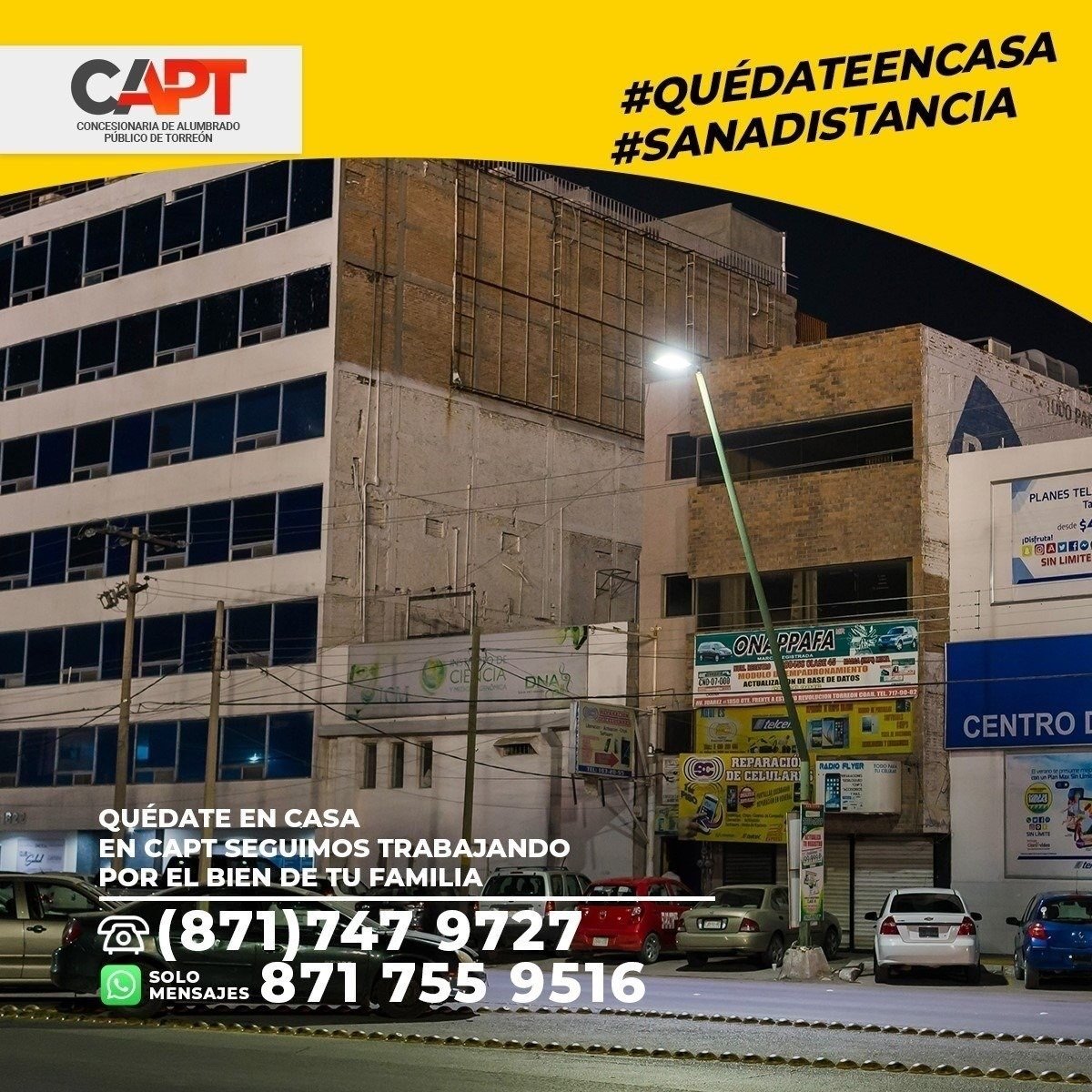 Trabajamos con el compromiso de mantener iluminada y segura tu ciudad! #QuedateenCasa #Torreón #Coahuila #México #LED #CAPT